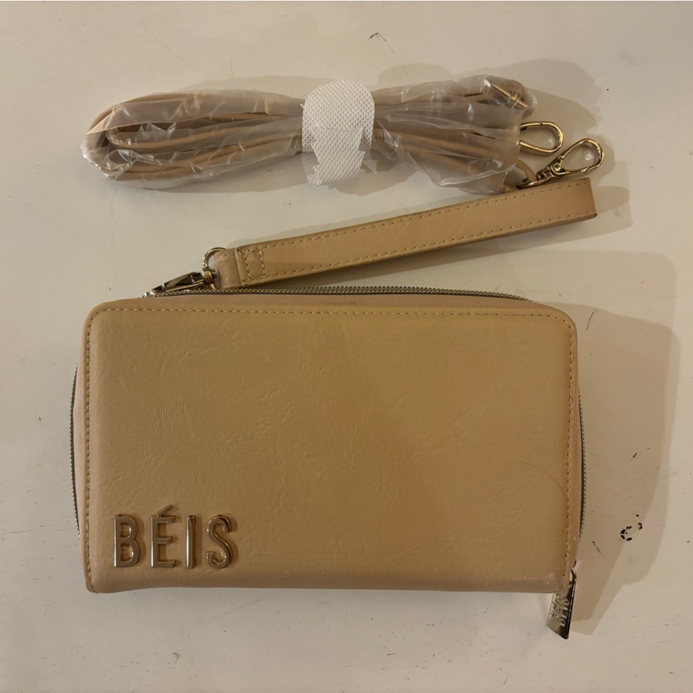 Beige BÉIS Wallet with Strap